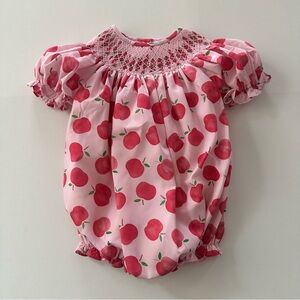 Cecil & Lou 2T Toddler Girl Pink Smocked Apple Print Bubble Romper Spring Summer